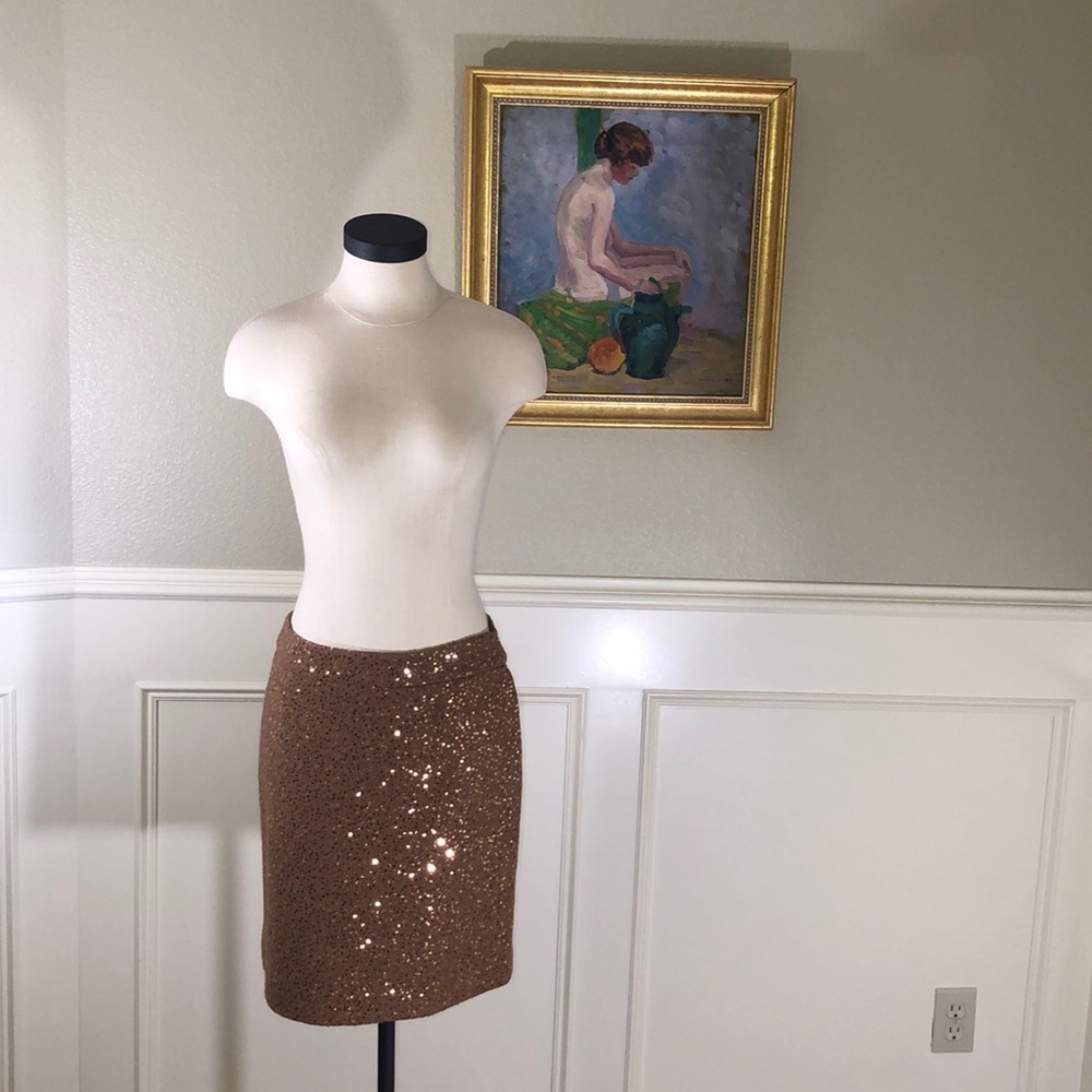 Loft Wool/Rayon Blend Skirt with GOLD Sequins! Sz2